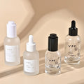 New Arrival clear Frosted Essential Oil Skincare Packaging Bottle 30ml 50ml Round Shoulder Empty Glass Dropper Bottle