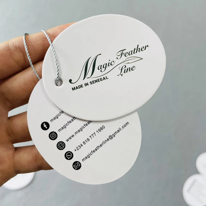 Custom Shape Round Paper Tag Label With Logo Printing Recyclable Garment Hang Tags Custom Tags for Clothing Brand