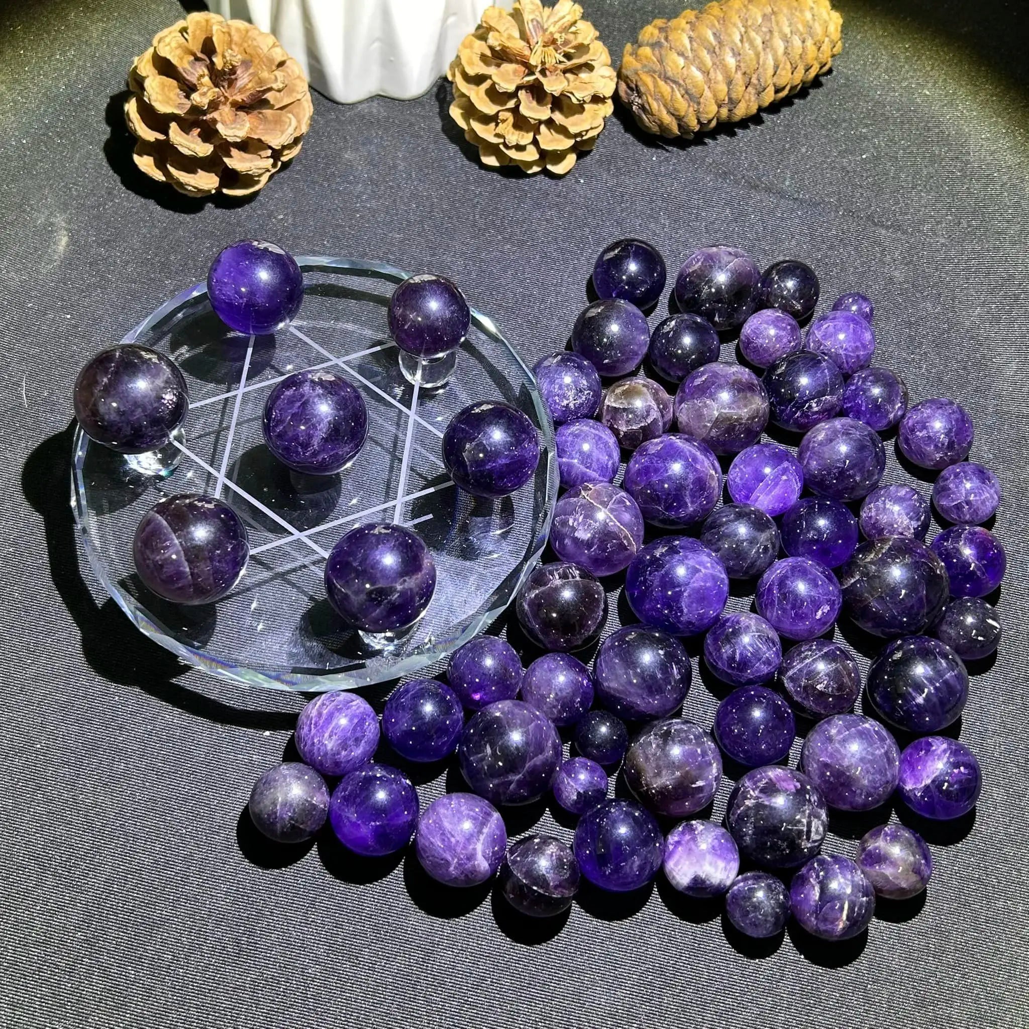Wholesale Deep  Amethyst Spheres Amethyst Agate Balls for Healing Stones and Unique Decor