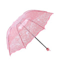 Korean Style Lace Folding Umbrella Super Thick Eco-Friendly Transparent Canopy Love Heart Print Clear Fashion Umbrella