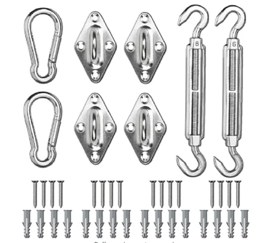 Sun Shade Sail Hardware Kit Anti-Rust Stainless Steel Hardware Triangular Shade Sails Installation