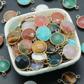 Direct Factory Wholesale 18mm Round Circle Faceted Natural Stone Pendant Charm Accessories DIY Bracelet Necklace Earring Making