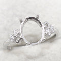 Sterling Silver 8*10mm Semi Mount Ring Frame Empty Blank Support Setting S925 Base Holder Without Center Stone for DIY Inlay