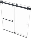200 56.5-60\" W X 78\ H Frameless Bathroom Shower Door Double Sliding 3/8\ Matte Black Tempered Glass (6mm