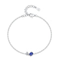 SL1805 925 Sterling Silver White Blue Zircon Chain Bracelet for Women Geometric Design Wedding Party Jewelry