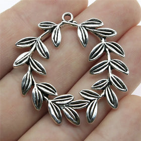 AA016490 Charms Olive Branch Wreath 41x36mm Handmade Vintage Tibetan Silver Color Pendants Diy for Bracelet Necklace