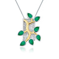 Abiding Natural Gemstone Bezel Setting Green Agate Life Tree Pendant Handmade Jewelry 925 Silver Jewelry Necklace Gold Plated