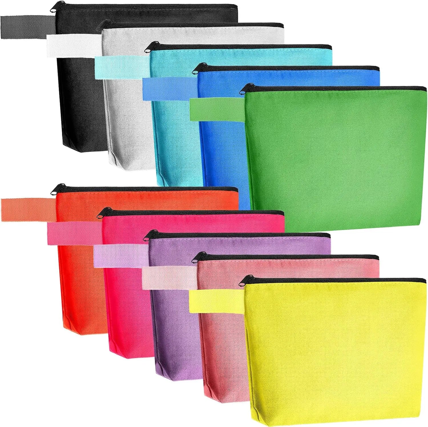 22*13*4.5cm  Gifts Custom Logo Printed Canvas Zipper Makeup  Luxury Cotton Small Coin Pouch Travel Cosmetic Bag Pencil Pouch