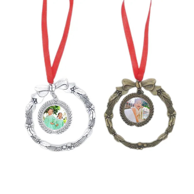 Sublimation Blank Wreath Shape Christmas Ball & Tree Ornaments for Home School Hotel or Party Xmas Decor