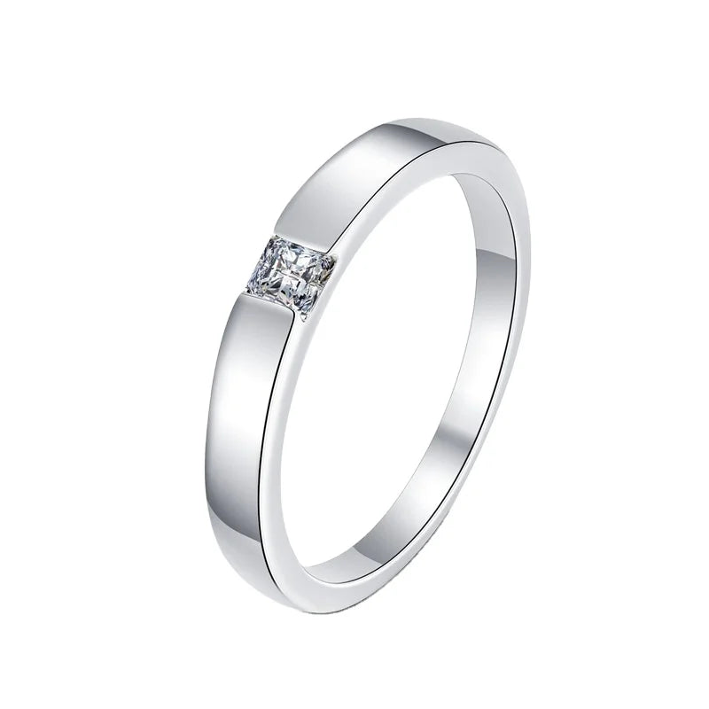 Real D Color Factory Wholesale Simple Princess Cut S925 Sparkling Gemstone Party Moissanite  Rings