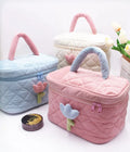 Wholesale Travel Velvet Corduroy Tulip Cosmetic Bags Large Capacity OEM INS Lovely Makeup Bag Women's Portable Toiletries case