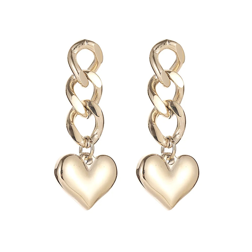 Wholesale Retro Stainless Steel 14k Gold Plated Heart Earrings Fan Shaped Women Earring Jewelry Supplier