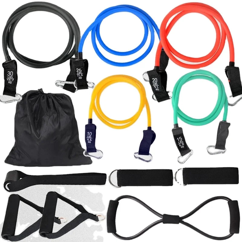 12Pcs/Set Latex Tubes Resistance Bands 150/100 LBS Home Gym Strength Training Pull Rope Yoga Tension Band Fitness Equipment