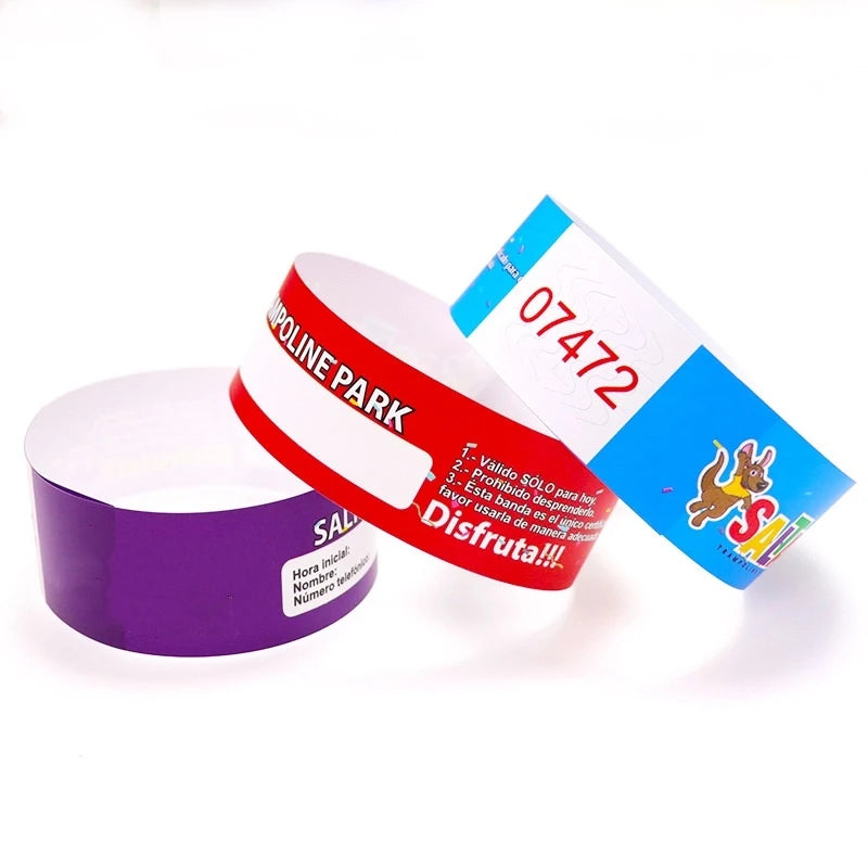 Custom Logo Printing Waterproof Self-Adhesive Disposable Tyvek Bracelets Paper Tear Resistant Tyvek Wristband