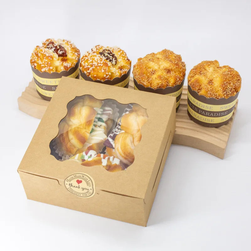Hot Sale Pastry Donut Box Transparent Window Macaron Cake Dessert Packaging Paper Box