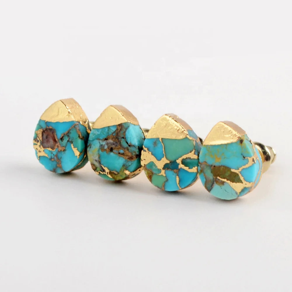 G1984 Fashion Natural Turquoise Jewelry Set  Gold Stud Earings for Women 2020
