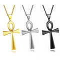 Ancient Egypt Ankh Charm Necklace Retro Life Lucky Cross Pendant Necklace for Man