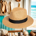 Unisex Classic Fedora Straw Hat Paper Material for Adults for Summer Beach Days