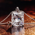 CAOSHI New Brilliant Rectangle Design Crystal Cubic Zirconia Silver Plated Necklaces for Women Fashion Jewelry Pendant Necklaces