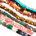 Gemstone Faceted Rectangle Beads Loose Turquoise Quartz Multiple Materials Rectangle Stone Beads for DIY Jewelry Making 19CM