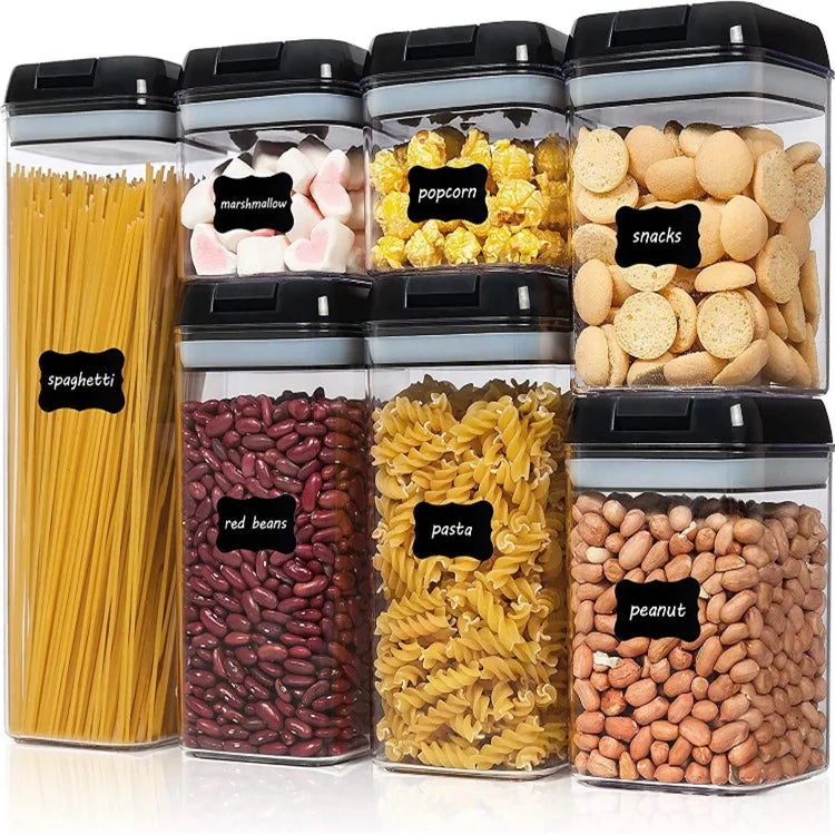 Kitchen Square Plastic Transparent Food Storage Container with Sealed Design Moisture Proof Modern Style for Grains Kitchen Use