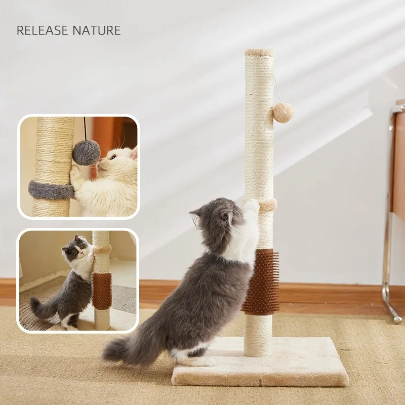 USMILEPET New Product Ideas Wood Sisal Giant Cat Scratcher Space-saving Cat Tree Scratching Post for Large Small Cats Indoor