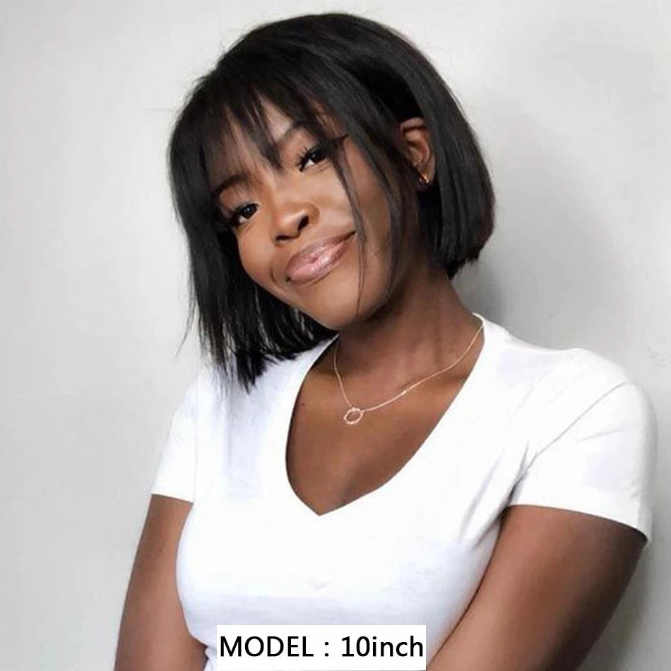 Foxen Brazilian Hair Bob Wigs With Bangs Curly Bob Wig Human Hair Lace Front Glueless 4x4 Closure Short Bob Wigs for Black Women