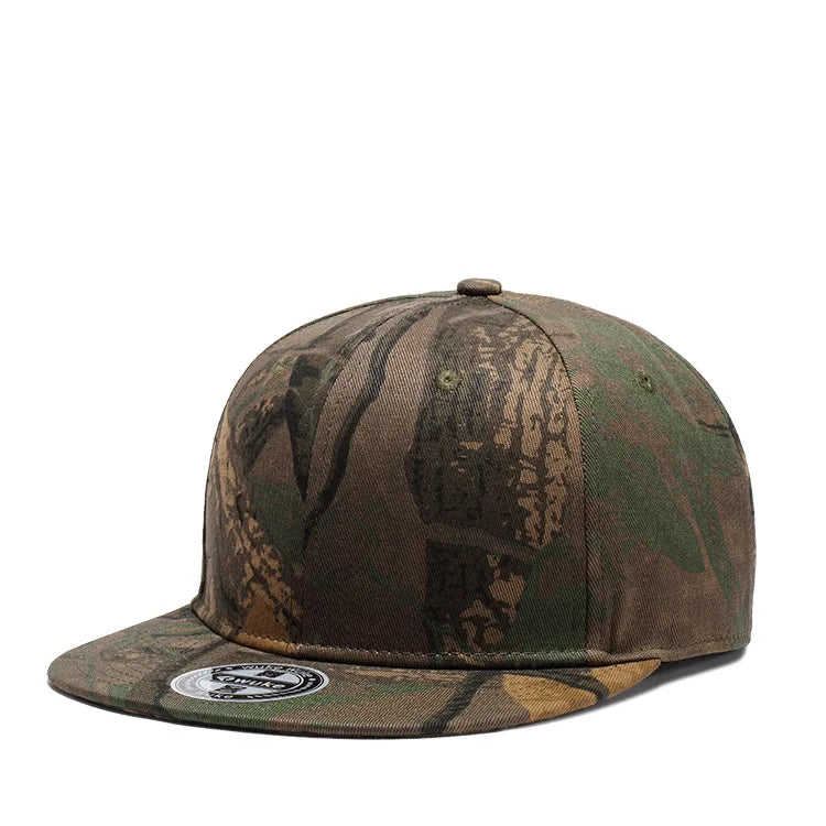 Free Samples Outdoor Blank Sports Camo Snap Back Flat Bill  Hip Hop Camouflage Snapback Hats Custom