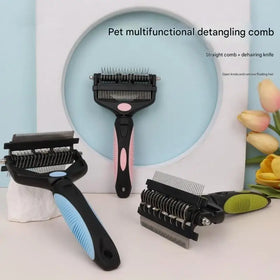 Three-in-One Multi-Functional Pet Grooming Comb Brush and Blade for Cats and Dogs Hair Removal and Brush in One Tool