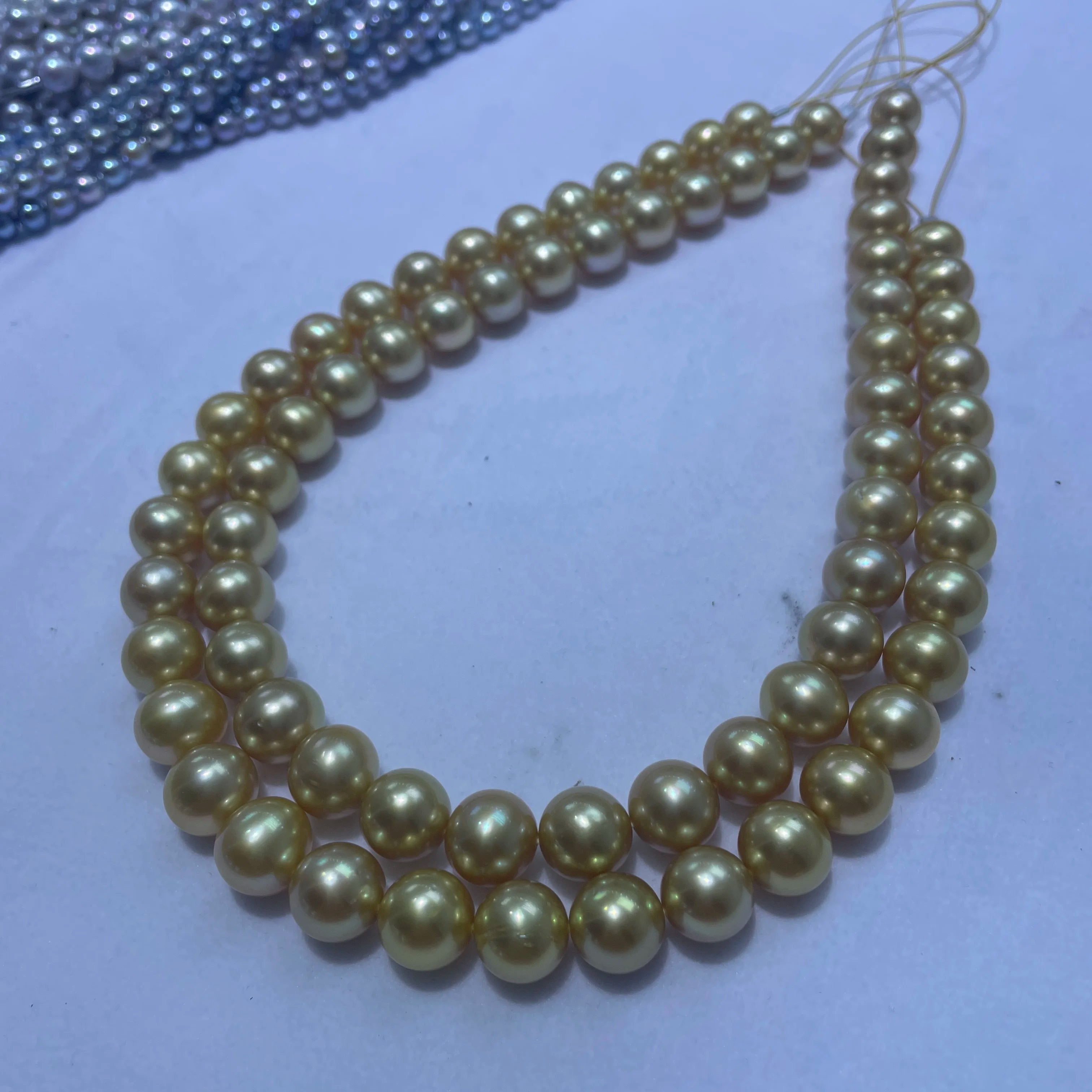 Strong Luster 9-12mm South Sea Dark Gold Natural Seawater String Pearl for Fine Jewelry Pearl Necklace