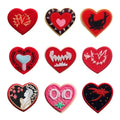 Wholesale Heart Shaped Patches Retro Goddess Rose Embroidery Iron on Badge Aesthetic Valentine Floral Clothing Accessories
