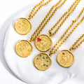 Nordic Retro Mythology Stainless Steel Gold Filled Chain Greek Round Gaia Athena Medusa Necklace