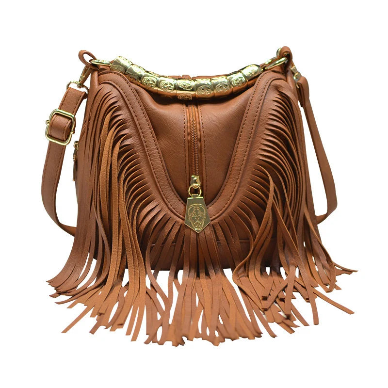 Wholesale Price Vintage Bags Women Handbags Tassel Crossbody Bags PU Leather Western Fringe Purse
