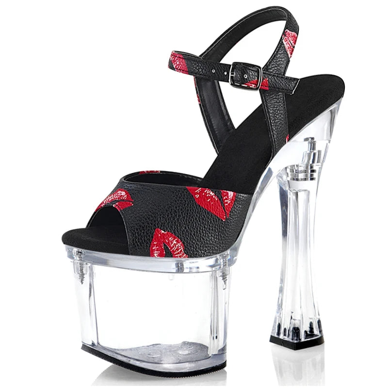 Nightclub 18cm Stripper pole dance Dress high heels model fashion sandals Coarse Heel big size women Fashion