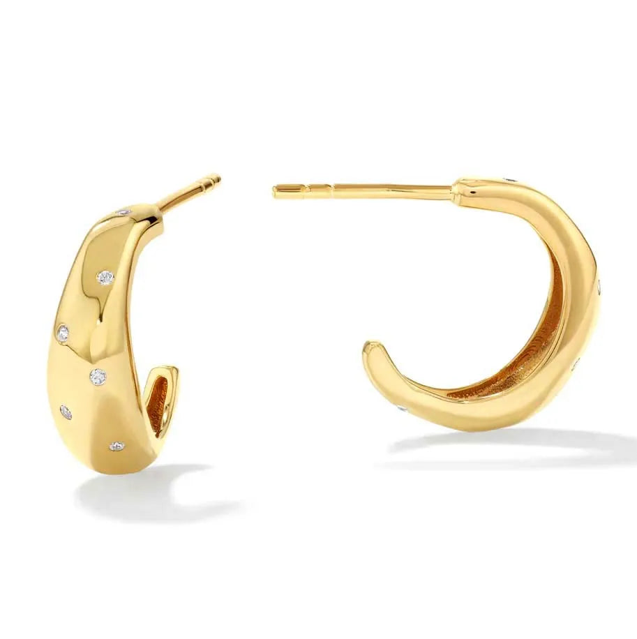 Milskye Spirit Engagement Jewelry for Women 925 Silver 14k Gold Plated White Zircon Polka Dot Hoops Earrings