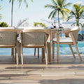 Custom Modern 6-Seater Teak Wood Dining Table Set Outdoor Patio Furniture with Wooden Chairs Designed for Living Room Use