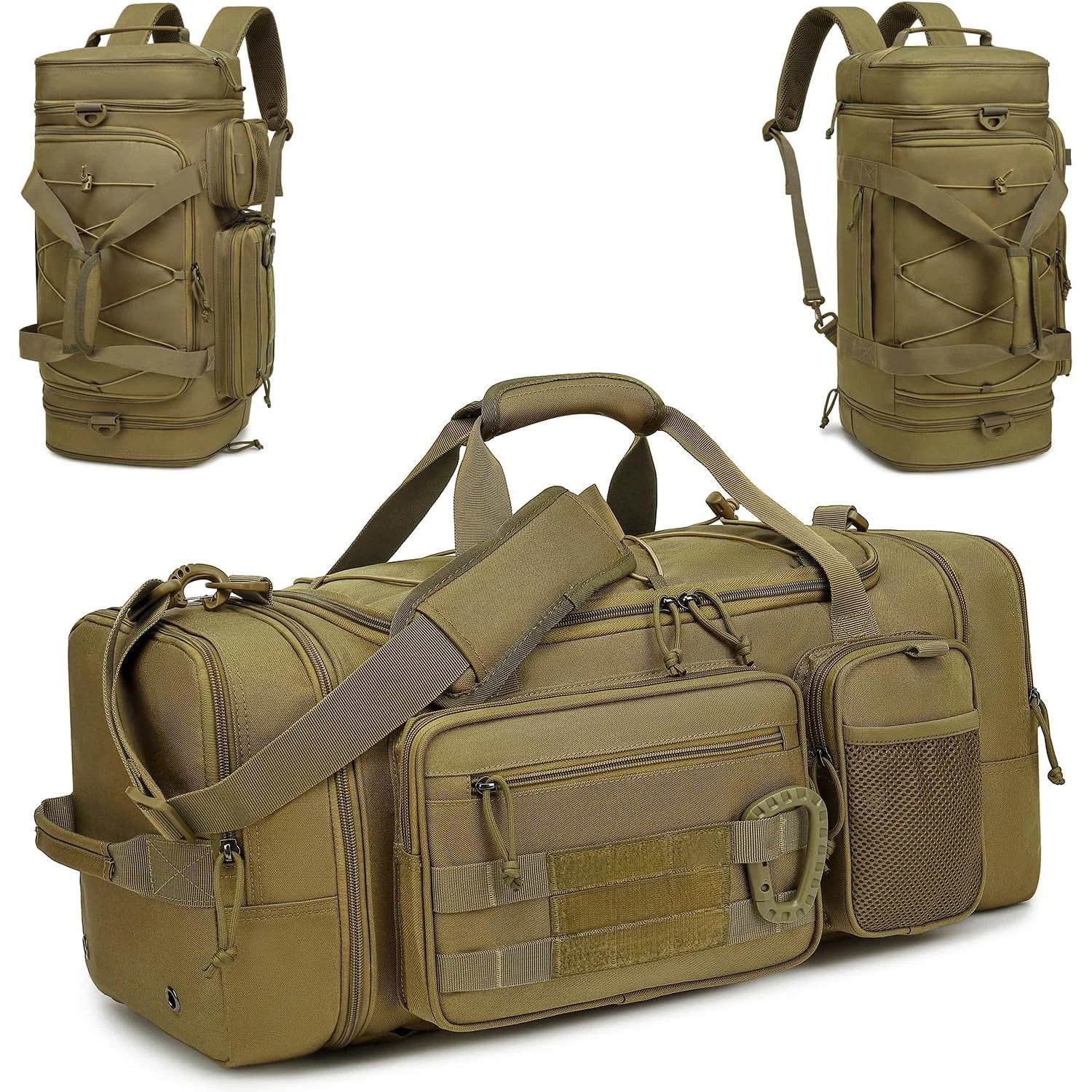 3-in-1 Tactical Gym Backpack for Men & Women 40-45L Expandable Travel Duffle Bag with Shoe Compartment & Wet Pocket for Fitness