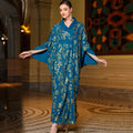 2022 Muslim Europe America Middle East and Africa Pattern Print Oversize Robe Gown With Base Shirt Fashion Women Plus Size