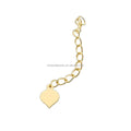 18K Pure Gold Extender Chain with Heart Tag Custom Necklace Bracelet Extension Chain and Heart Tag Findings