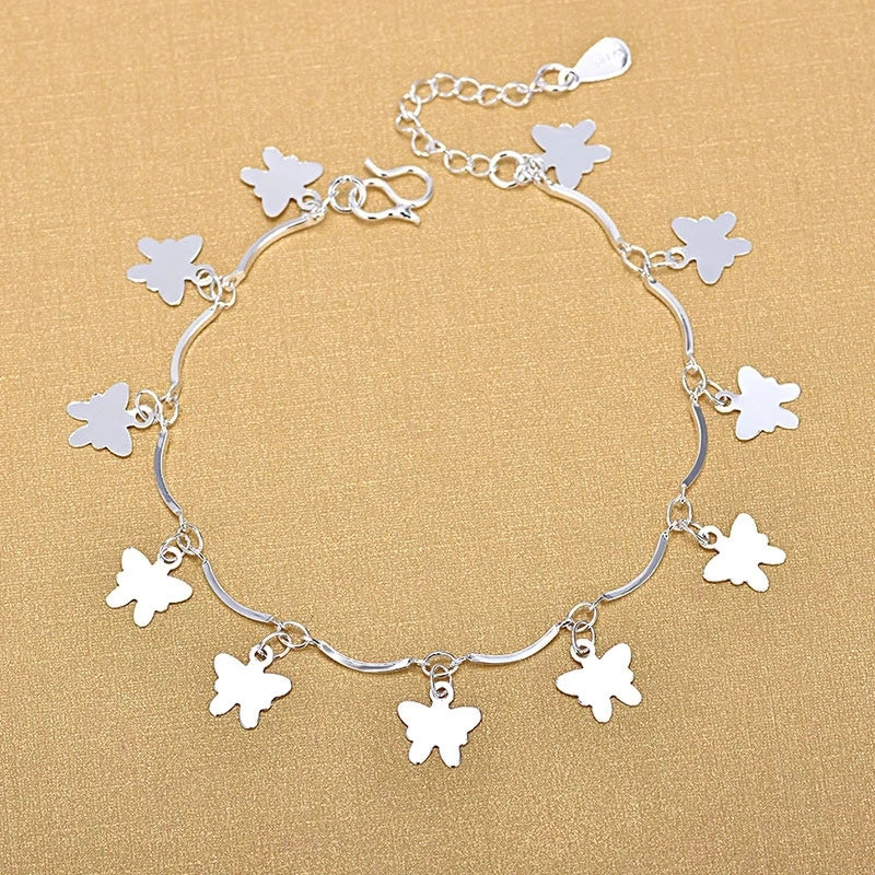 Fashion Silver Plated Charms Butterfly Link Chain Women Bracelets