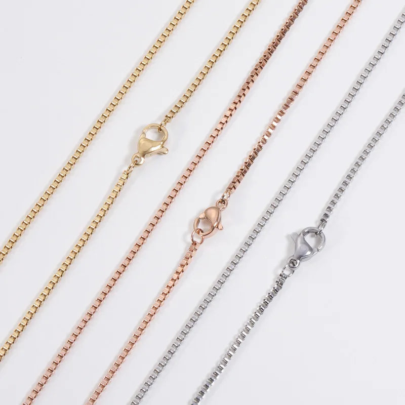 High Quality Steel Box Chain Necklace Without Extra Chain DIY Necklace Use 1.5mm Thick Stainless Steel Box Chain for Necklace