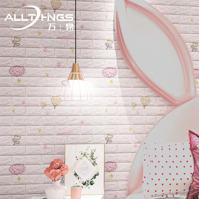 3D Deep Embossing Wallpaper Brick Panels PE Foam Wall Stickers for Kids Room Artificial Brick Wall Panels for Home Decoration