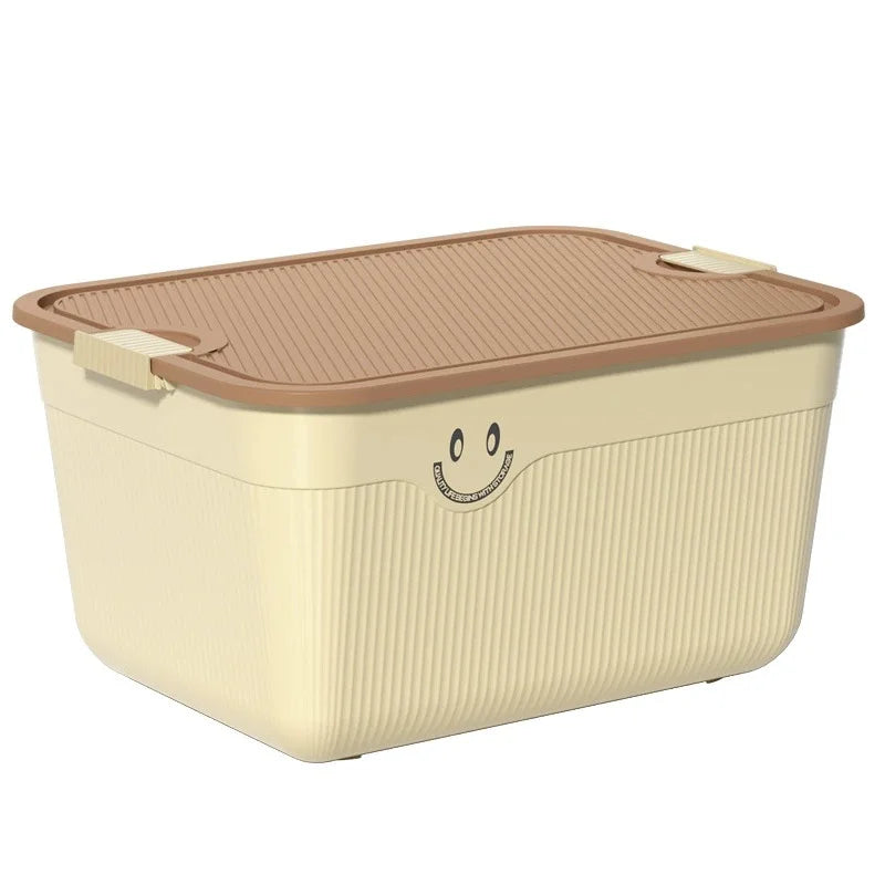 OWNSWING Stackable Plastic Storage Baskets for Home Storage Boxes With Lids Sanck Box with Snap-on Dust Cover
