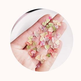 Glitter Camellia Nail Art Deco 7mm Tiny Flower Resin Charms Kawaii Cabochons DIY Accessories for Phone Case Hair Clips