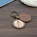 Magnetic Round Photo Wooden Key Pendant Suitable for Carrying Creative Holiday Anniversary Gifts Picture Key Chain
