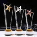 Honor of Crystal Wholesale Transparent K9 Crystal Hand Trophy Award Customized Engraving Crystal Trophy