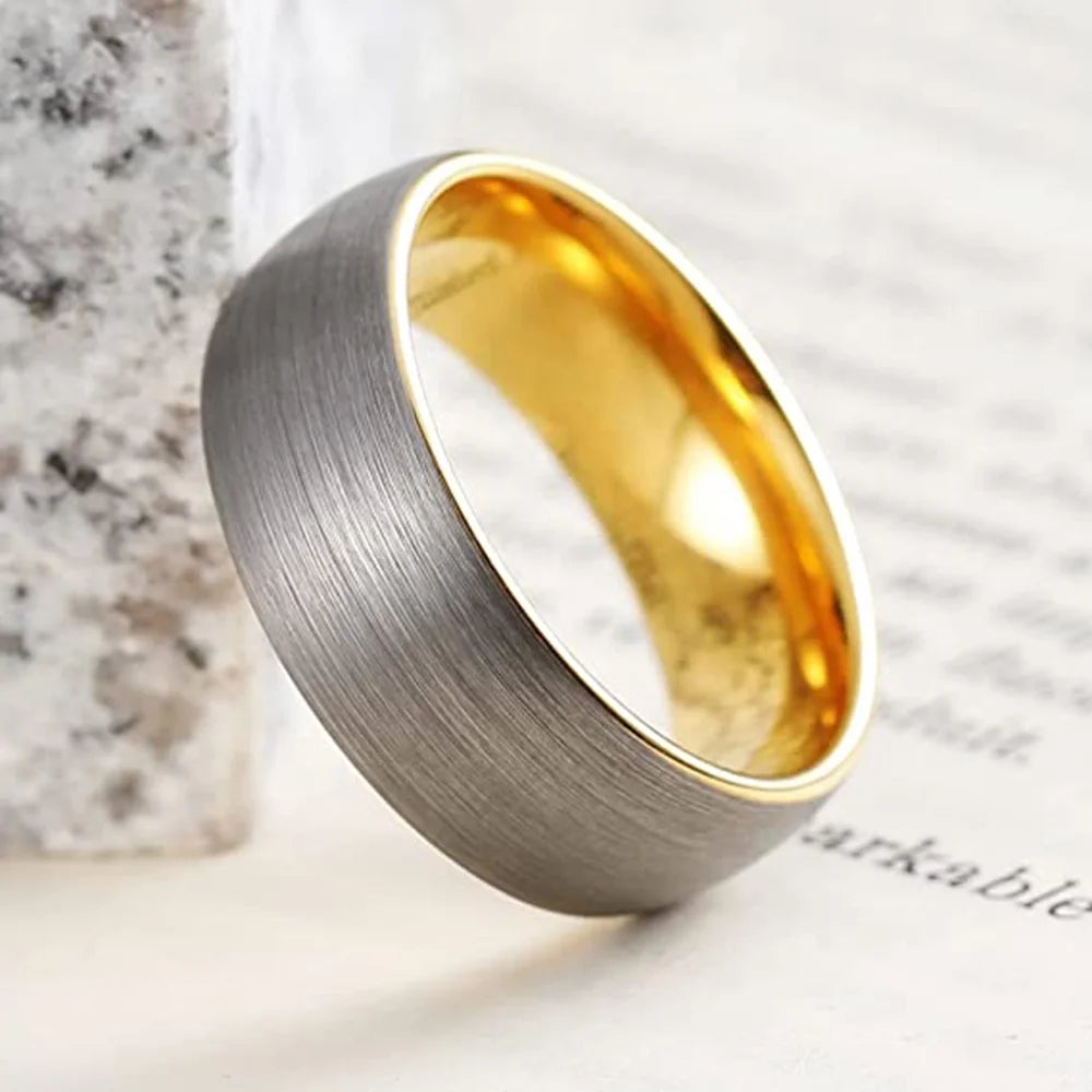 T&G Trendy Romantic Tungsten Wedding Ring Set 5mm/6mm Gold Plated for Engagement Anniversary or Gift