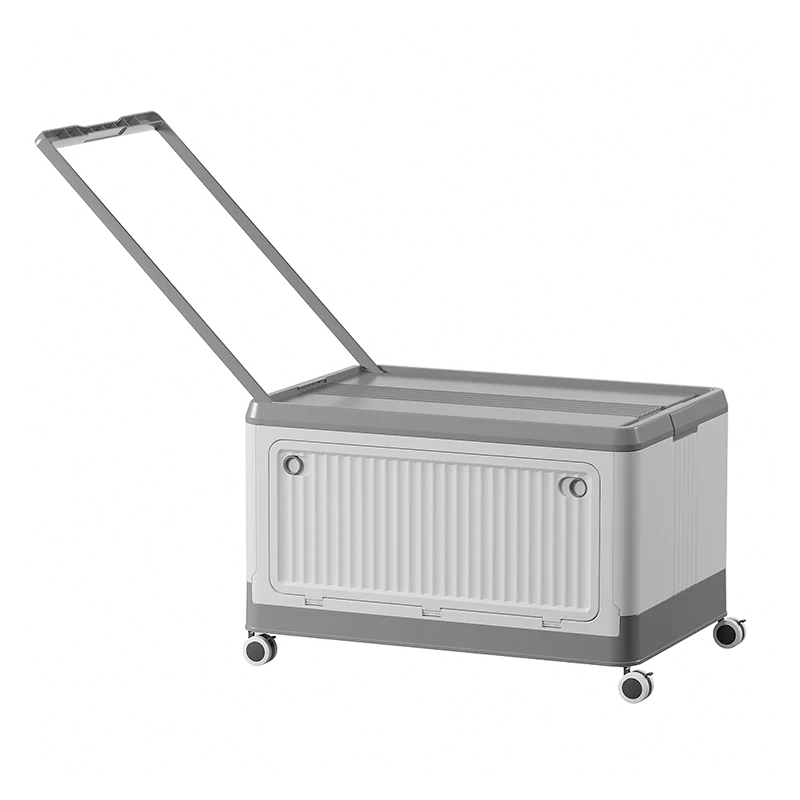 Large Folding Storage Box with Wheels for Organizing Student Books Clothes Snacks Toys Shopping Trolley Cart