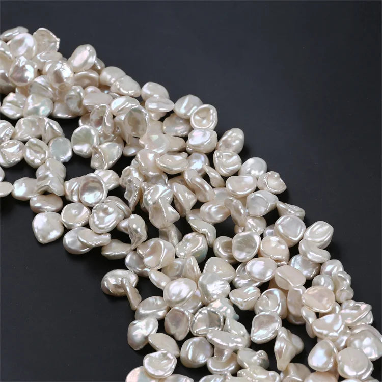 Zhuji 10-11mm White  Color Natural Real Top Hole Freshwater Keshi Pearl Strand