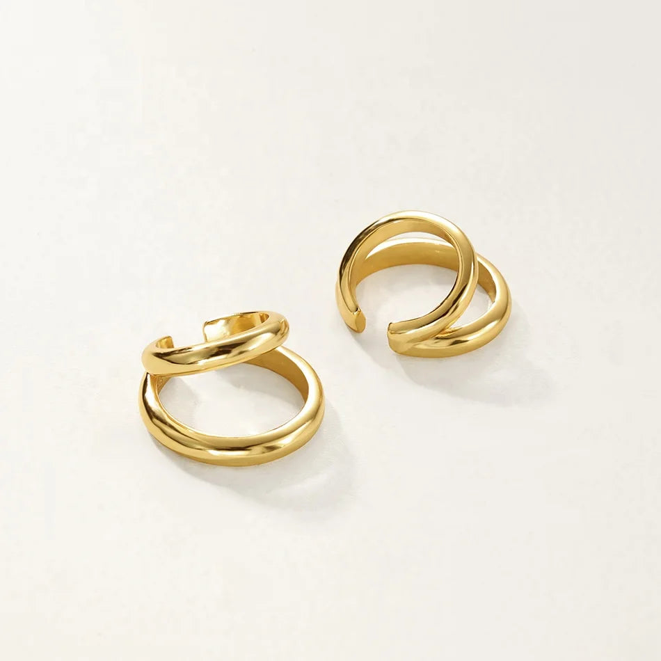 Nagosa Minimalist Jewelry Wholesaler 925 Sterling Silver 18k Gold Vermeil Double Hoop Ear Cuff Women Earrings